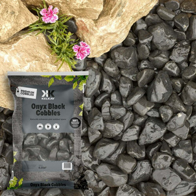 Kelkay Onyx Black Cobbles Premium Aggregates Cobbles 20Kg Large Pack