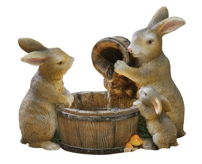 Kelkay Playful Bunnies with Lights Mains Plugin Powered Water Feature with Protective Cover