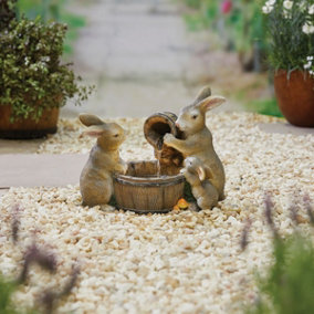 Kelkay Playful Bunnies with Lights Solar Water Feature with Protective Cover