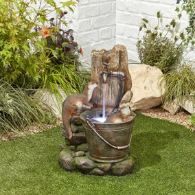 Kelkay Playful Otters with Lights Mains Plugin Powered Water Feature with Protective Cover