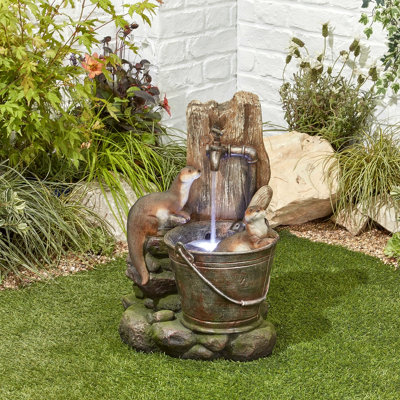 Kelkay Playful Otters with Lights Mains Plugin Powered Water Feature