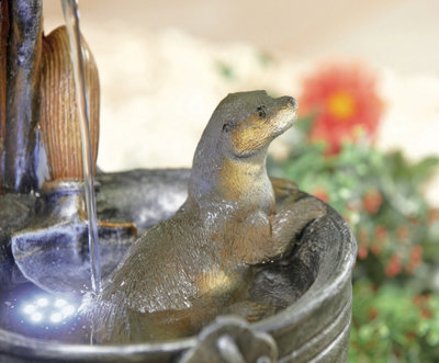Kelkay Playful Otters with Lights Mains Plugin Powered Water Feature