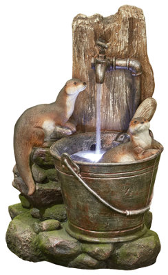 Kelkay Playful Otters with Lights Mains Plugin Powered Water Feature