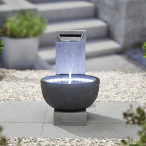 Kelkay Solitary Pour with Lights Mains Plugin Powered Water Feature with Protective Cover