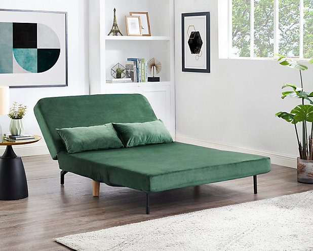 Keller Green Velvet Double Futon Sofa