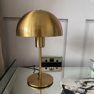 Vintage Amber Glass Mushroom and Brass Lamp – gooey interiors