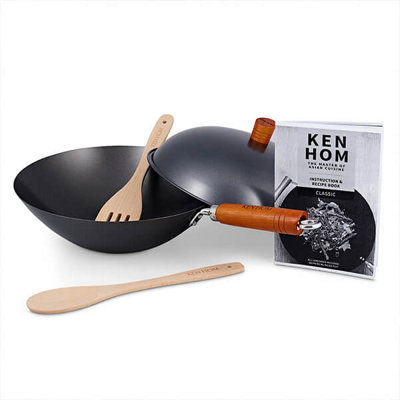 Ken Hom Classic 31cm Non Stick Carbon Steel 5 Piece Wok Set