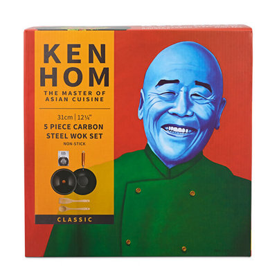 Ken Hom Classic 31cm Non Stick Carbon Steel 5 Piece Wok Set
