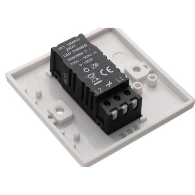 kenable 1 Gang 1 Way LED Dimmer LED Light Switch Rounded Faceplate White