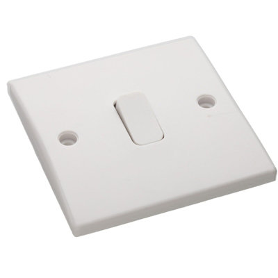 kenable 1 Gang 2 Way 10A Single Light Switch Rounded Faceplate White