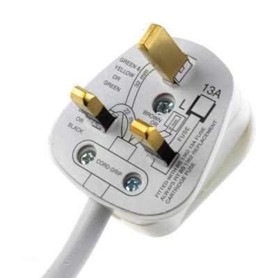 kenable 1 Gang Single Way UK 13A Mains Power Socket Extension Lead White 2m