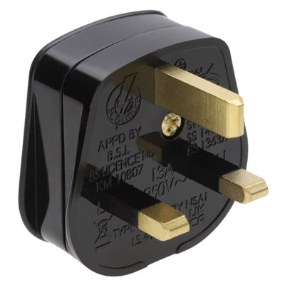kenable 13A UK Mains Power Plug Black Quickfit Cord Grip 3 Pin 13 Amp