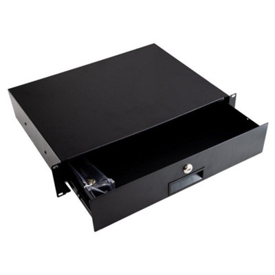 kenable 19 Inch 2U Lockable Rack Mount Drawer with Rear Support Rails ...
