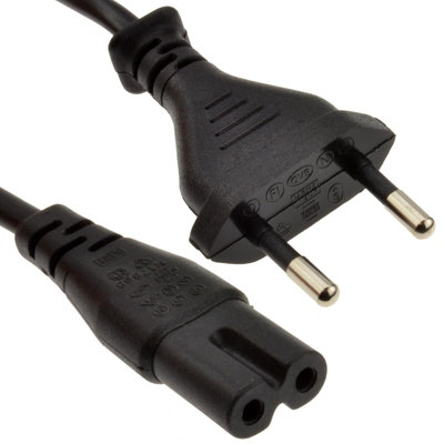 kenable 2 Pin Euro Plug to Figure of Eight 8 C7 Plug Power Cable 1m