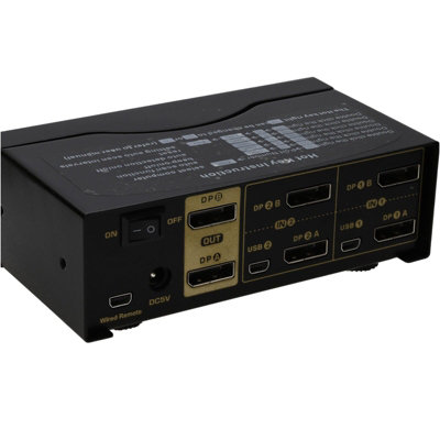 kenable 2 Port DUAL SCREEN DisplayPort KVM Switcher Box 4K 60Hz Cables ...
