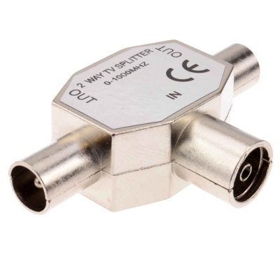 kenable 2 Way RF TV Freeview Push Style Coax Splitter 1 Input to 2 Outputs