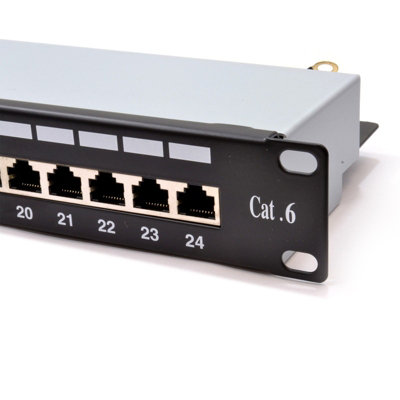 kenable 24 Port SHIELDED Network 19 inch Patch Panel CAT6 STP Vertical ...
