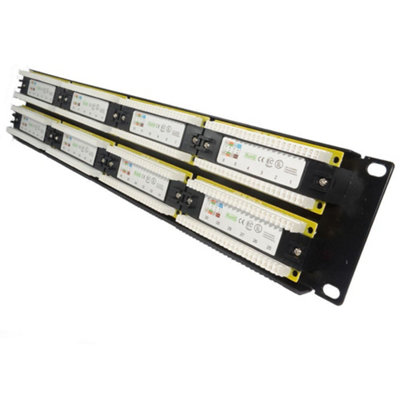 kenable 2U Patch Panel Cat5e RJ45 19 inch Rack Mountable 48 Port & Back Bar