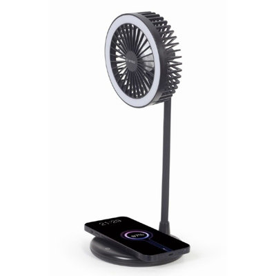 kenable 3 In 1 Desktop Fan LED Light QI Wireless Phone Charger 10W ...