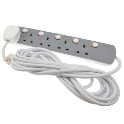kenable 5 Gang Mains Extension Lead 5 Way UK Power Sockets Switched 5m