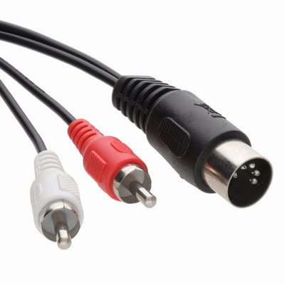 kenable 5 Pin Male Din Plug to 2 x RCA Phono Male Plugs Audio Cable 1.2m