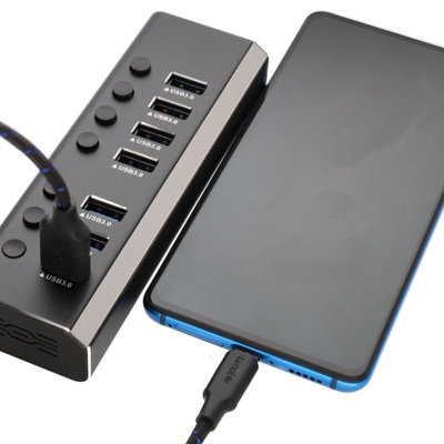 kenable 7 Port Switched USB 3.0 Charging HUB Dock with 12V Power Supply ...