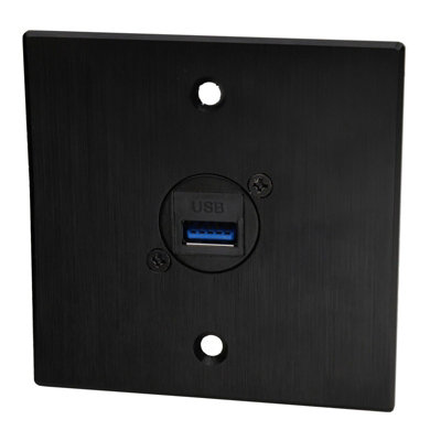 kenable Brushed Aluminium Black USB 3.0 Wall Faceplate D-Series Chassis ...