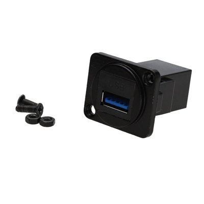 kenable Brushed Aluminium Black USB 3.0 Wall Faceplate D-Series Chassis ...