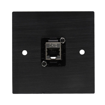 kenable Brushed Dark Aluminium D-Series 1 x Cat 6 Socket Wall Metal Plate
