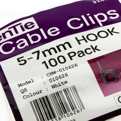 kenable Cable Clip Hook Style 5mm to 7mm Round for Fastenings Cables ...