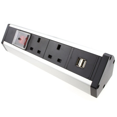 kenable Desktop Bench Table Mountable PDU 2 x UK Sockets & 2 x USB ...
