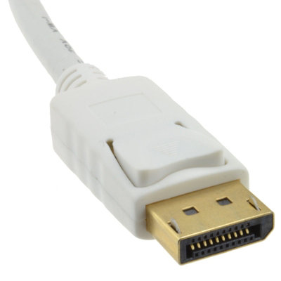 kenable DisplayPort v1.2 4k Compatible Male Locking Plugs Cable 3m White