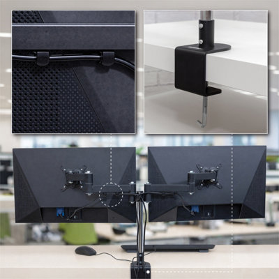 kenable Dual Monitor Desktop Mount Twin Tilt Pivot for Two Screens Office Desk upto 26 inch