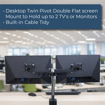 kenable Dual Monitor Desktop Mount Twin Tilt Pivot for Two Screens Office Desk upto 26 inch
