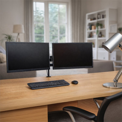 kenable Dual Monitor Desktop Mount Twin Tilt Pivot for Two Screens Office Desk upto 26 inch