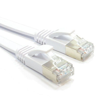 kenable FLAT CAT6A S STP Shielded 500MHz Ethernet LAN Cable RJ45 1m WHITE