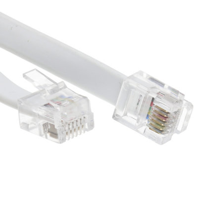 kenable FLAT RJ12 6P6C to RJ12 6P6C Cable Plug to Plug (RJ11 with 6 ...