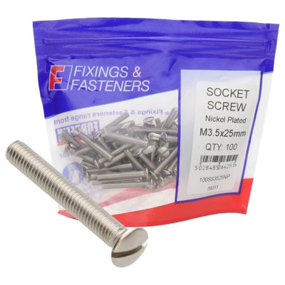 kenable ForgeFix Electrical Slotted Socket Screws 3.5x25mm (100 Pack)