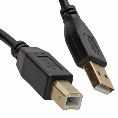 kenable GOLD 24AWG USB 2.0 High Speed Cable Printer Lead A to B BLACK 0.25m
