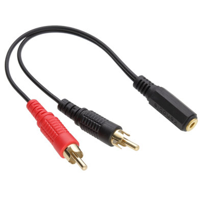kenable Gold 3.5mm Stereo Jack Socket to 2 Phono RCA Plugs Adapter Cable