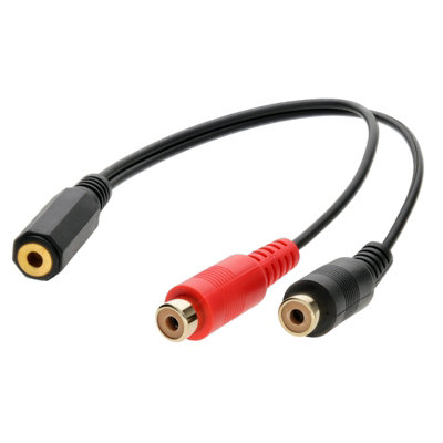 kenable Gold 3.5mm Stereo Jack Socket to 2 x Phono RCA Sockets Adapter ...