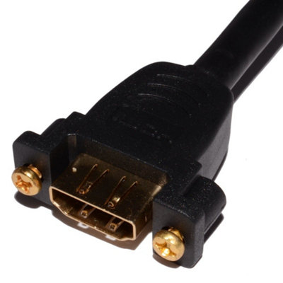kenable HDMI 1.4 Panel Mount Socket Stub High Speed With Ethernet GOLD 1m