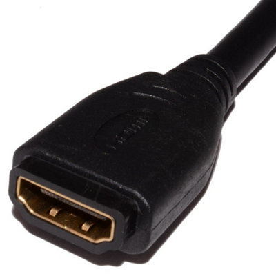 kenable HDMI 1.4 Panel Mount Socket Stub High Speed With Ethernet GOLD 1m