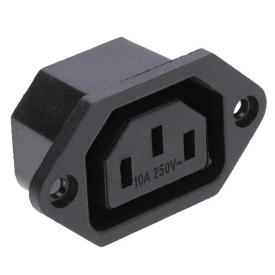 kenable IEC C13 10A 250V Chassis Panel Mount Socket Solder Termination ...