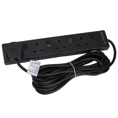 kenable Individually Switched 4 Way Gang UK Mains Extension Lead Surge ...