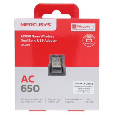 kenable Mercusys AC650 Nano Wi-Fi Wireless Dual Band USB Adapter Dongle ...