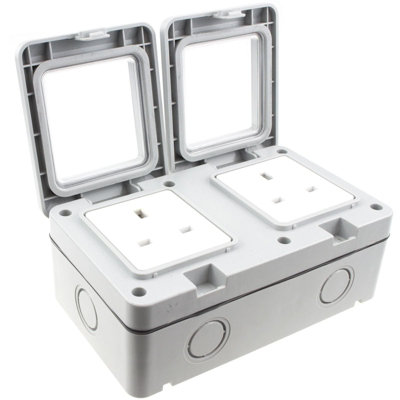 kenable Outdoor IP55 Weatherproof UK Power Supply Socket Outlet 2 Gang ...