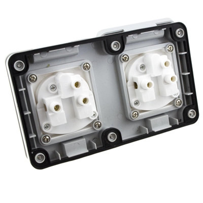 kenable Outdoor IP55 Weatherproof UK Power Supply Socket Outlet 2 Gang ...