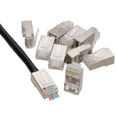 kenable Pass Through Shielded RJ45 Plugs Crimps for Cat5e Cat6 Ethernet ...