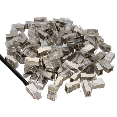 kenable Pass Through Shielded RJ45 Plugs Crimps for Cat5e Cat6 Ethernet ...